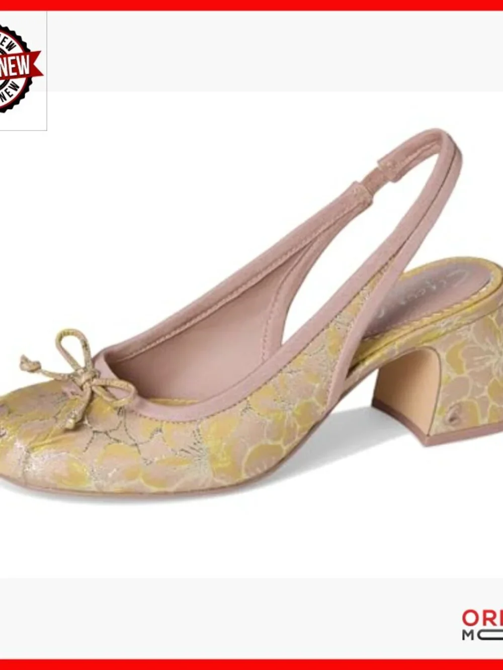 Women's Slingback Pumps with 2.5-Inch Block Heel, Floral Print